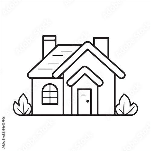 house single Line Icon Vector Design outline
