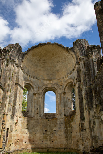old abbey ruins in la sauve majeure town in france photo