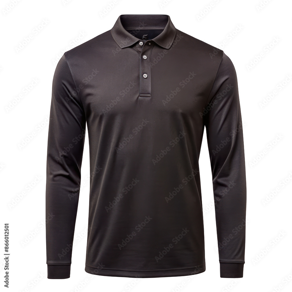 Black long sleeves polo shirt isolated on transparent background Black long sleeves polo shirt isolated on transparent background