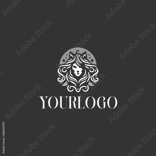 shaman indian girl with anomal hat logo and tatto designs vector