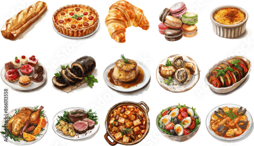 CUISINE SET IN COLOR STYLE, FRANCE CUISINE SET IN COLOR STYLE