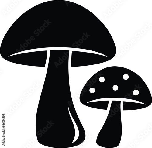 Big collection of mushrooms silhouette. Vector illustration large set of mushroom