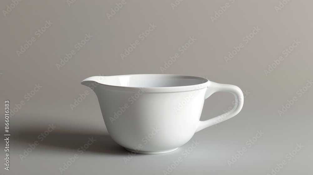 A single measuring cup with a handle, against a gray background.