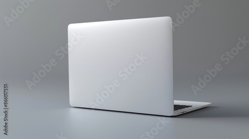 A laptop with a closed lid, against a gray background.