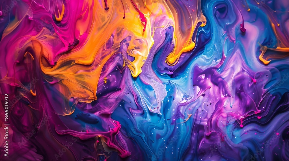 A vibrant swirl of colored inks blending and merging, creating a dynamic and abstract composition. A vibrant swirl of colored inks blending and merging, creating a dynamic and abstract composition.
