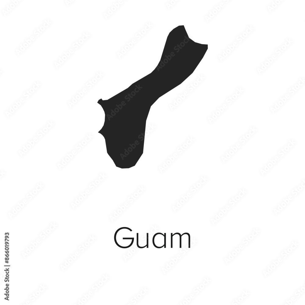 Guam Map Vector Illustration - Silhouette, Outline, Guam Travel and Tourism Map Guam Map Vector Illustration - Silhouette, Outline, Guam Travel and Tourism Map