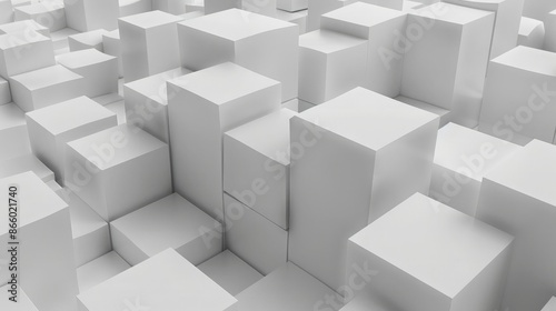Abstract white cube block on random level surface. Minimalism concept. 3D illustration rendering © Manzoor