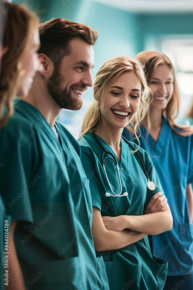 Support from Colleagues: Doctors and nurses sharing a light moment during a break, offering mutual support and camaraderie in a stressful environment Support from Colleagues: Doctors and nurses sharing a light moment during a break, offering mutual support and camaraderie in a stressful environment