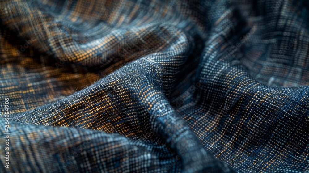 A close-up of a fabric with a unique weave or texture, highlighting the interplay of lines and patterns.