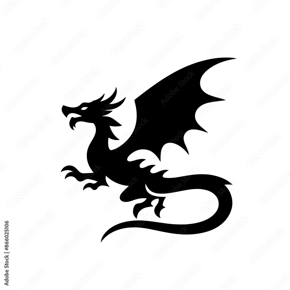 silhouette illustration of a artistic Dragon vector silhouette illustration of a artistic Dragon vector