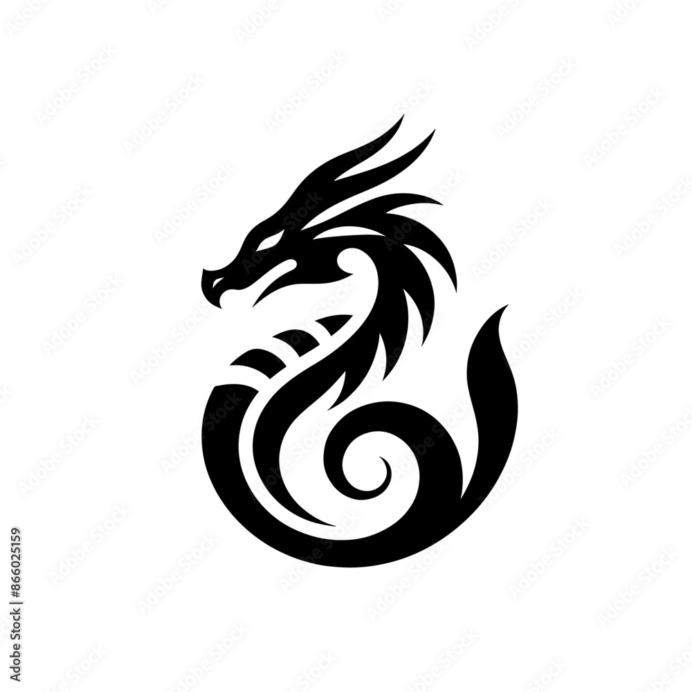 silhouette illustration of a artistic Dragon vector silhouette illustration of a artistic Dragon vector