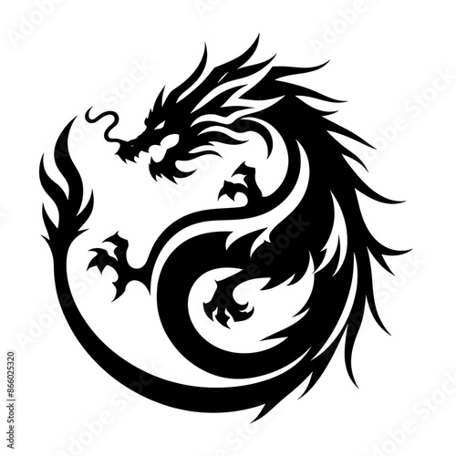 silhouette illustration of a artistic Dragon vector © Hammam