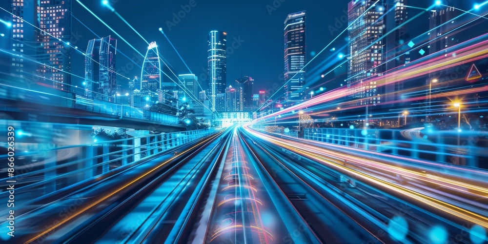Cityscape with Futuristic Lighting Effects Cityscape with Futuristic Lighting Effects