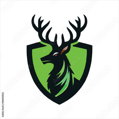Graphic black silhouettes of wild deers – male, female and roe deer