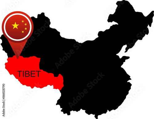 China pin map location Tibet 