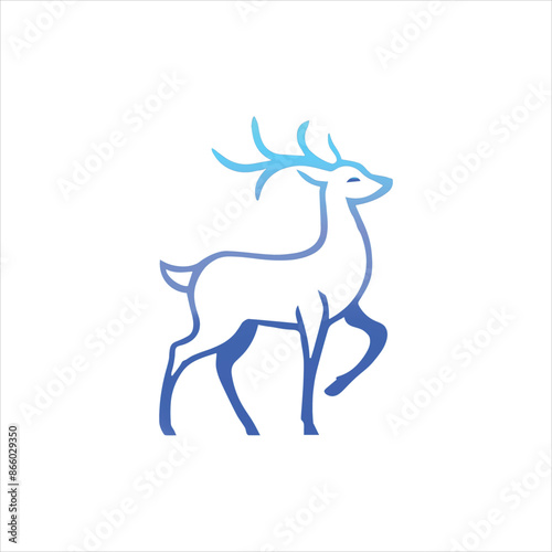 Graphic black silhouettes of wild deers – male, female and roe deer