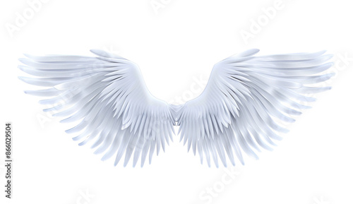 White angel wings png on transparent background. A pair of majestic feathered wings in a front view, bird or angel. © MdMoinul