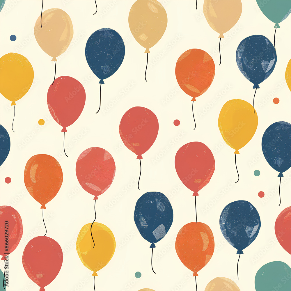 Colorful Balloon Pattern with Red, Yellow, and Blue Balloons on Light Background Colorful Balloon Pattern with Red, Yellow, and Blue Balloons on Light Background