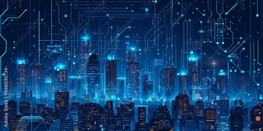 A digital blueprint of a smart city, innovative lab background, rule of thirds composition A digital blueprint of a smart city, innovative lab background, rule of thirds composition