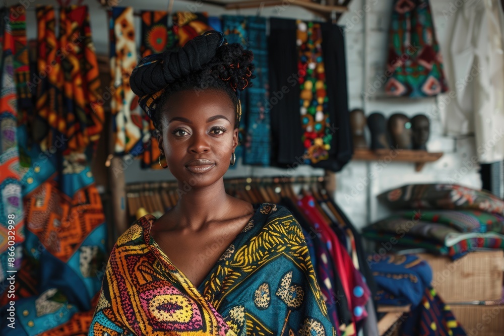 Black And Proud. Fashion Designer: Portrait of African Woman Business Owner in Studio Black And Proud. Fashion Designer: Portrait of African Woman Business Owner in Studio