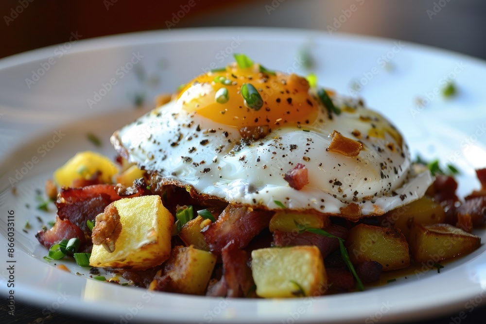 Corn Beef Hash Breakfast: A Delicious Meal of Beef, Hash, Eggs Sunny Side Up, and Potatoes