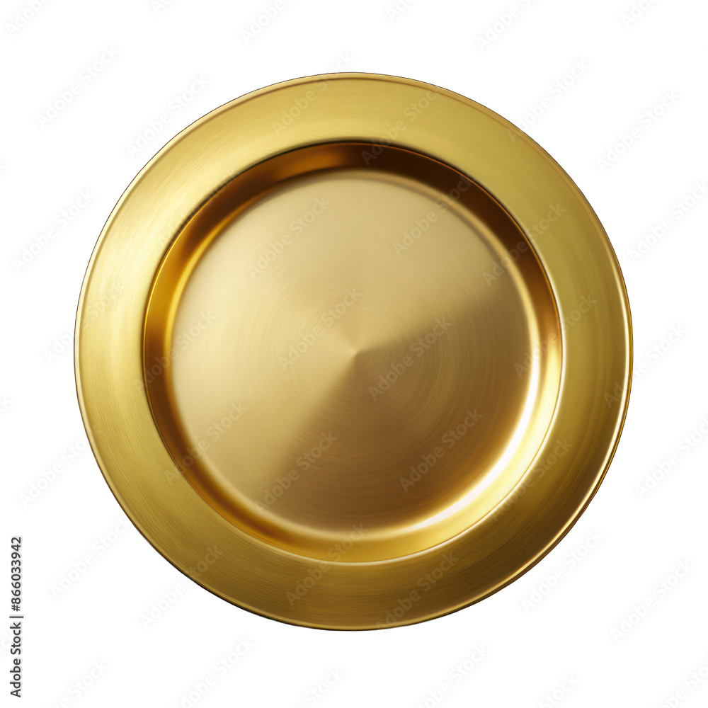 Empty gold plate top view isolated on transparent background Empty gold plate top view isolated on transparent background