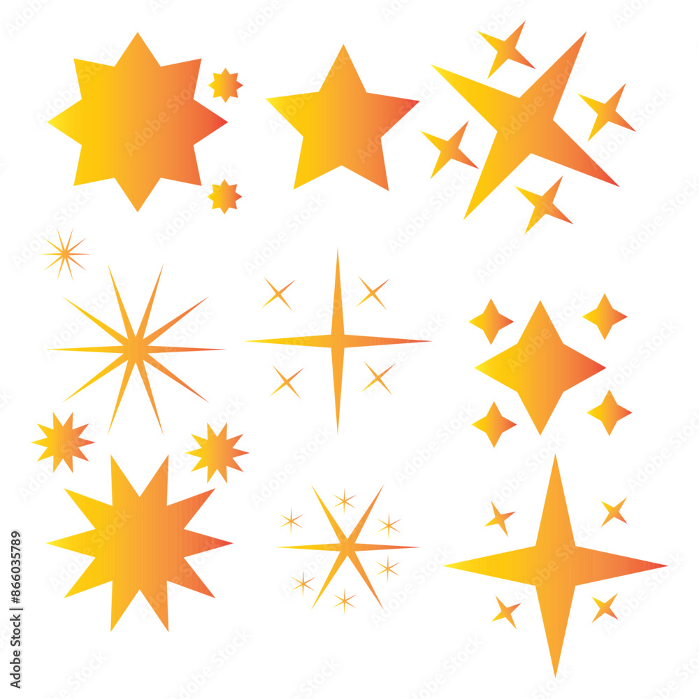 Sparkles symbols and star Icon, Decoration stars sparkle. Vector illustration. Sparkles symbols and star Icon, Decoration stars sparkle. Vector illustration.