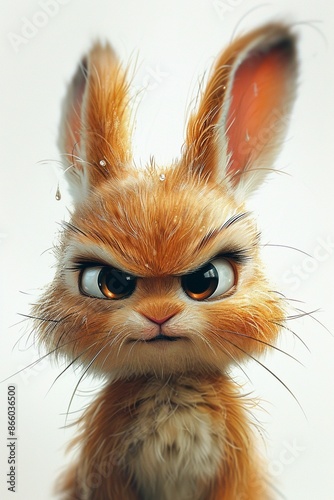 Angry Cartoon Rabbit With Big Eyes