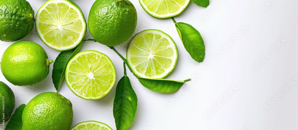 Organic lime fruit arranged with ample copy space image for text, ideal for design and decoration purposes. Organic lime fruit arranged with ample copy space image for text, ideal for design and decoration purposes.