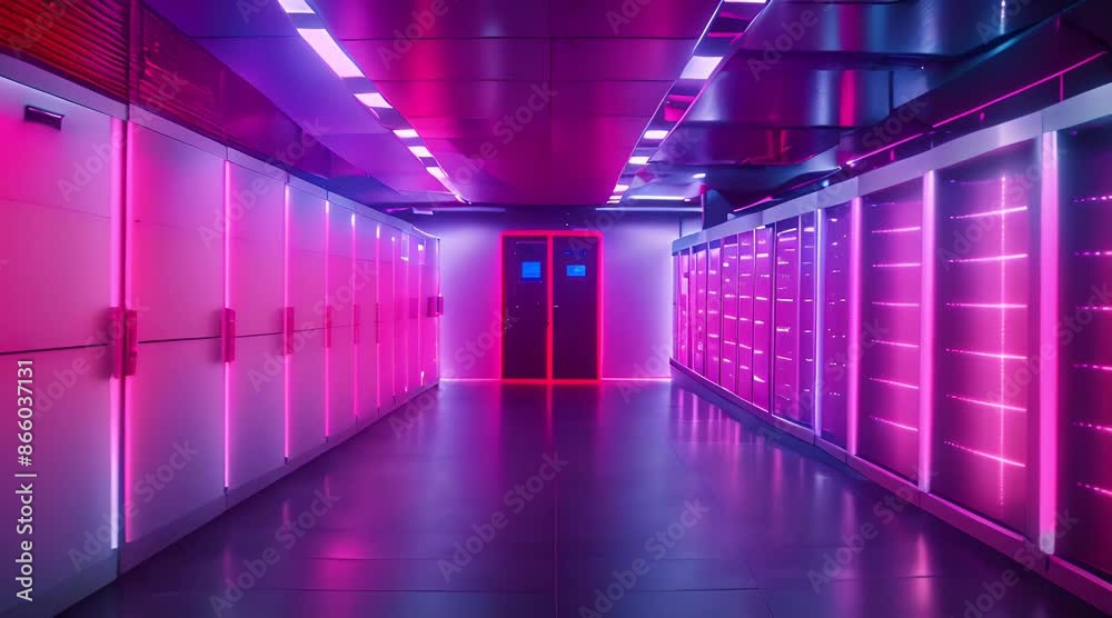 Server room interior in datacenter, slow motion Server room interior in datacenter, slow motion