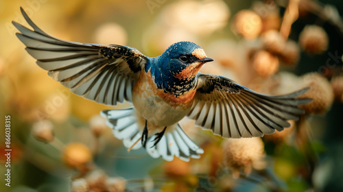 Beautiful bird in flight