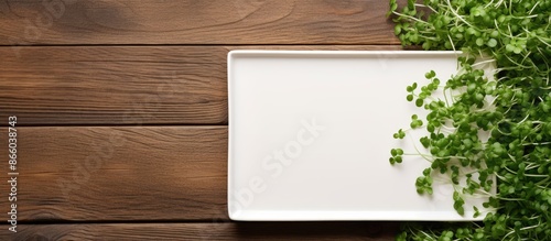 Top view of a white plate w...