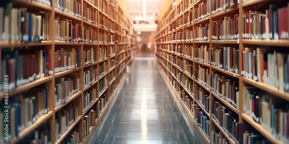A hallway in the library filled with shelves of books. Concept Library, Hallway, Shelves, Books, Reading A hallway in the library filled with shelves of books. Concept Library, Hallway, Shelves, Books, Reading