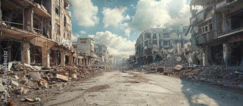 Walls of buildings in ruins...