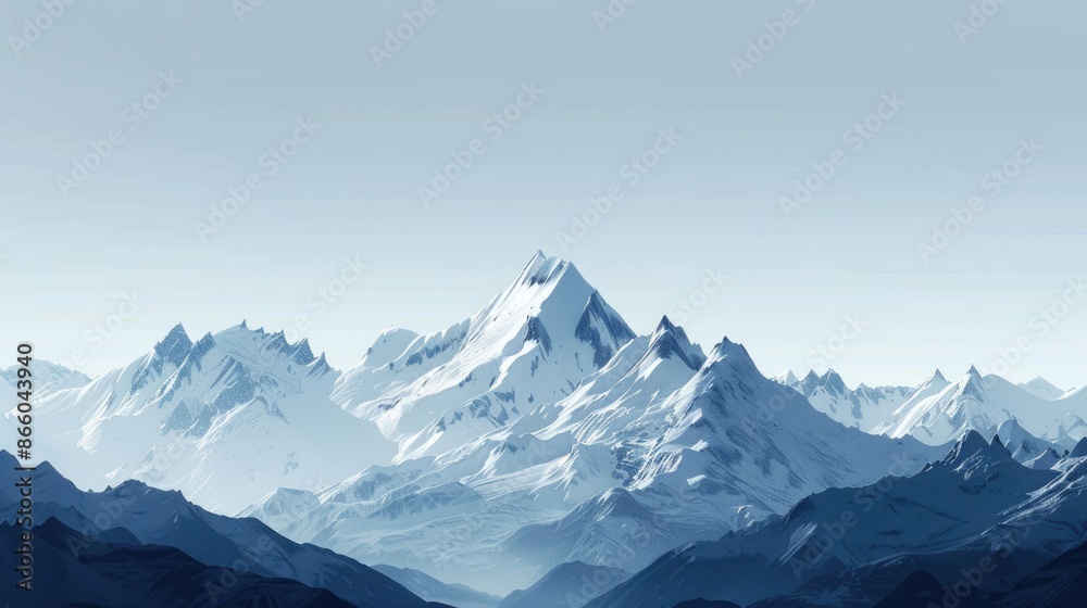 Distant Mountains Range. Alpine View of High Hills in Nature Landscape Distant Mountains Range. Alpine View of High Hills in Nature Landscape