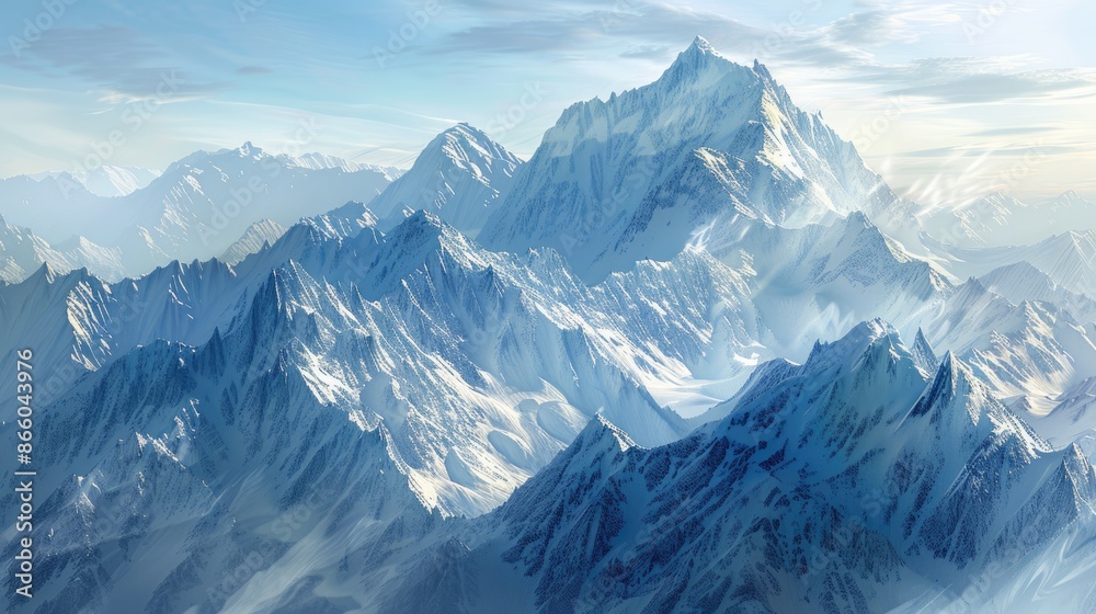 Obraz premium Distant Mountains. A Majestic Mountain Range in a Peaceful Natural Landscape