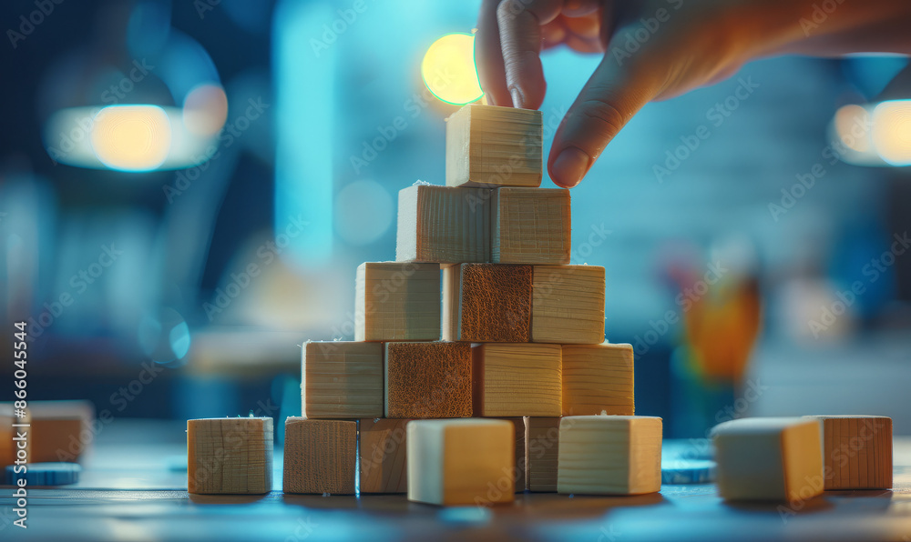 business development and growth success process concept, close up hand arranging wood block stacking, background with copy space business development and growth success process concept, close up hand arranging wood block stacking, background with copy space