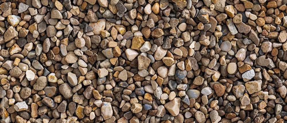 Panoramic close-up, high detail scan of pea shingle gravel material, Generative AI Panoramic close-up, high detail scan of pea shingle gravel material, Generative AI