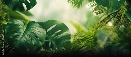 Tropical green leaf backgro...