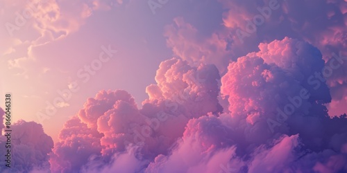 Animated Cloud. Bright Sky with Fluffy Clouds in Futuristic Science Composition