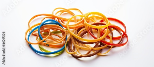 Rubber bands set against a ...
