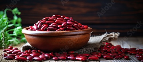 Red beans are arranged on a...