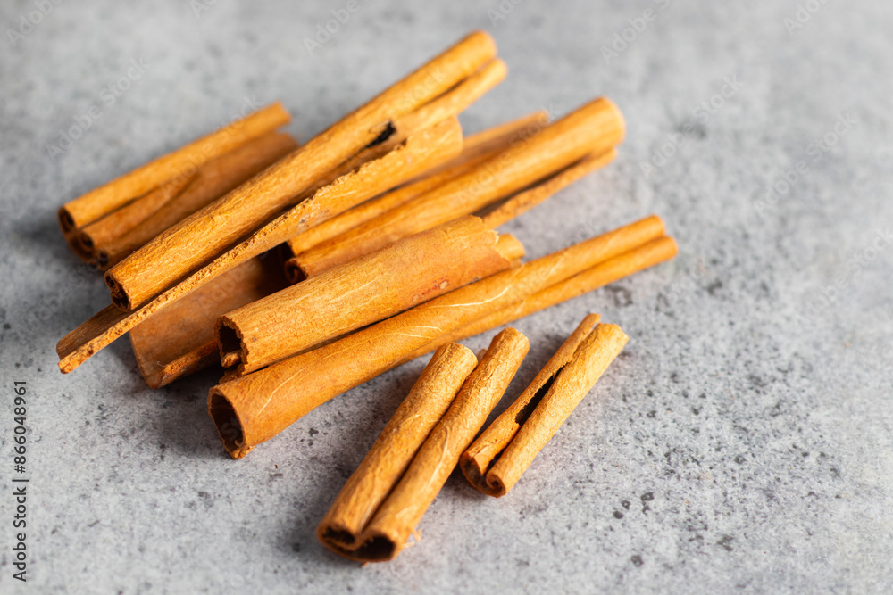Indian spice cinnamon sticks on the ground.  