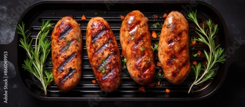 Top view of grilled pork me...