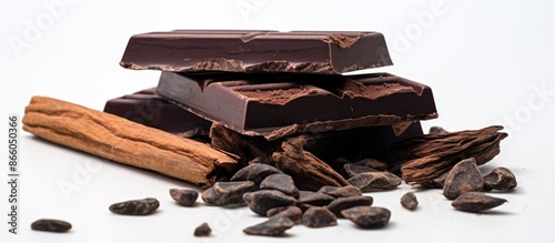Carob chocolate against a w...