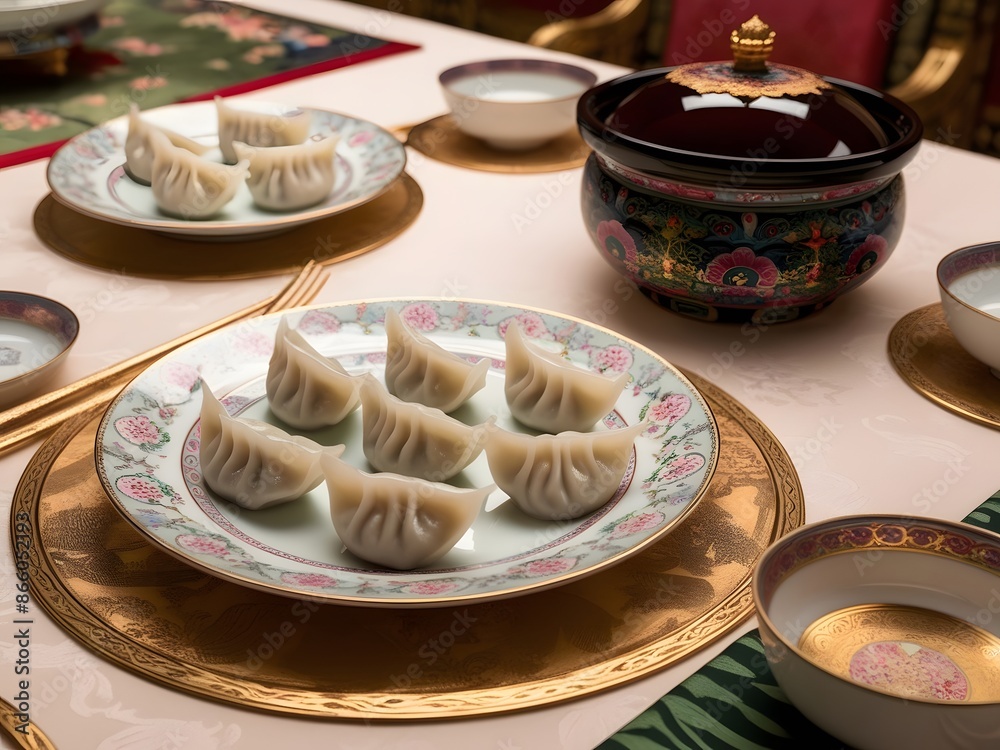 Beautiful Korean dumplings (mandu) with delicate patterns
Beautiful Korean dumplings (mandu) with delicate patterns