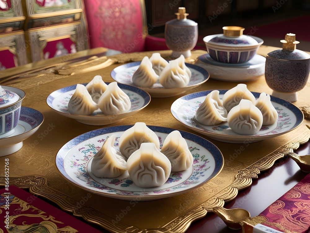 Beautiful Korean dumplings (mandu) with delicate patterns
Beautiful Korean dumplings (mandu) with delicate patterns