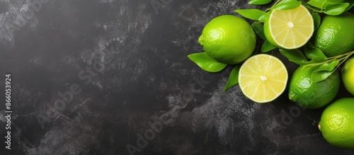 Top view of fresh ripe lime...