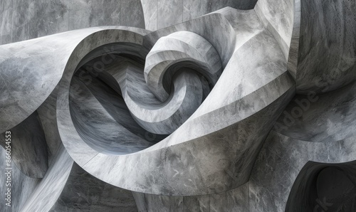 Abstract Gray Marble Sculpture Detail