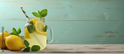 Homemade lemonade with lemo...